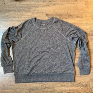 Quince Flowknit Pullover Crew, Heather Gray Size S